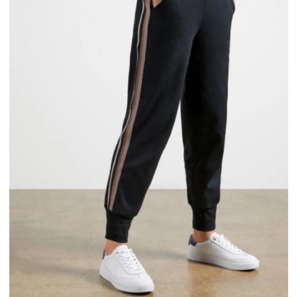 Ted Baker Navy Blue Striped Metallic Trim Aliceah Jogger sz 4=L - Picture 3 of 15